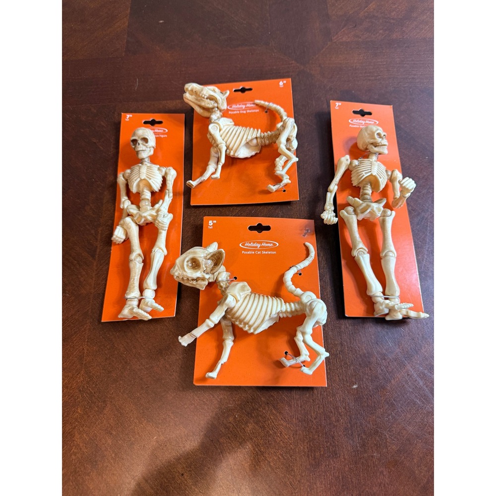 Halloween Decor Posable Skeleton Lot Human Dog Cat Prop Figures